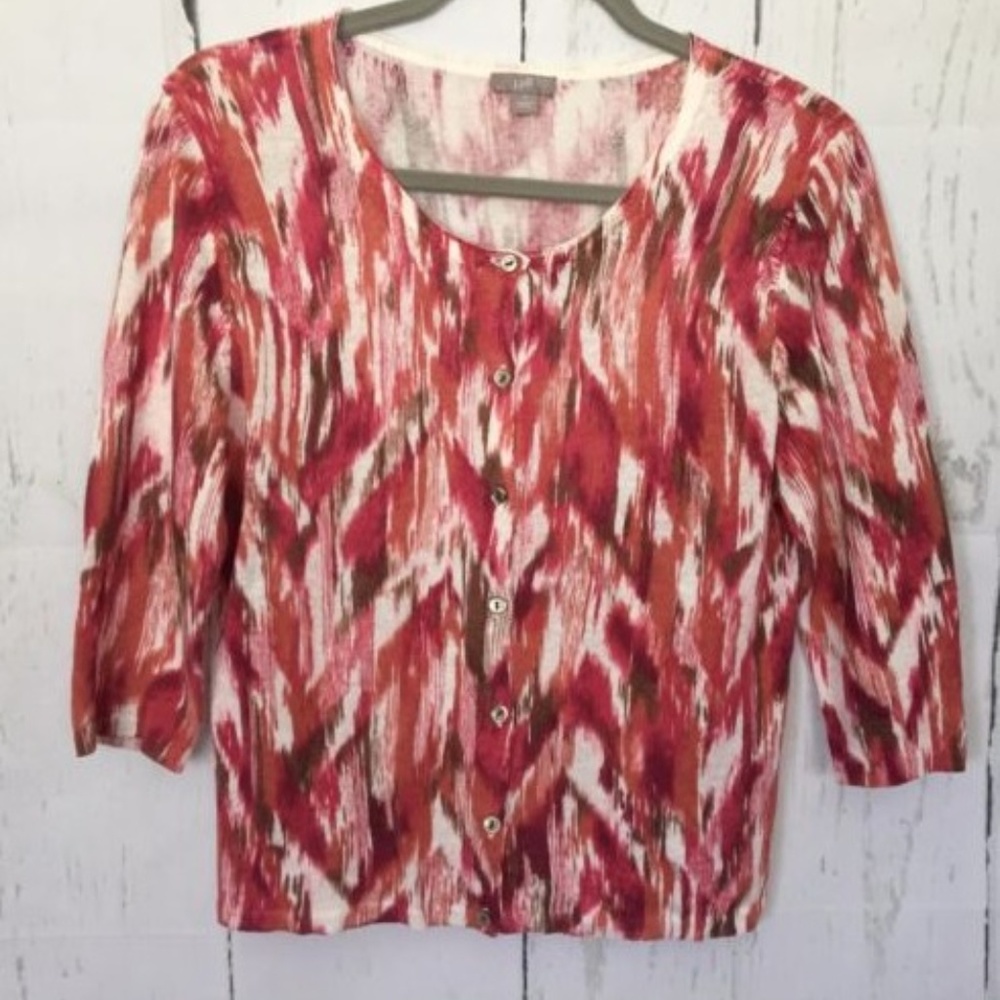 J. Jill Ikat Sweater Cardigan